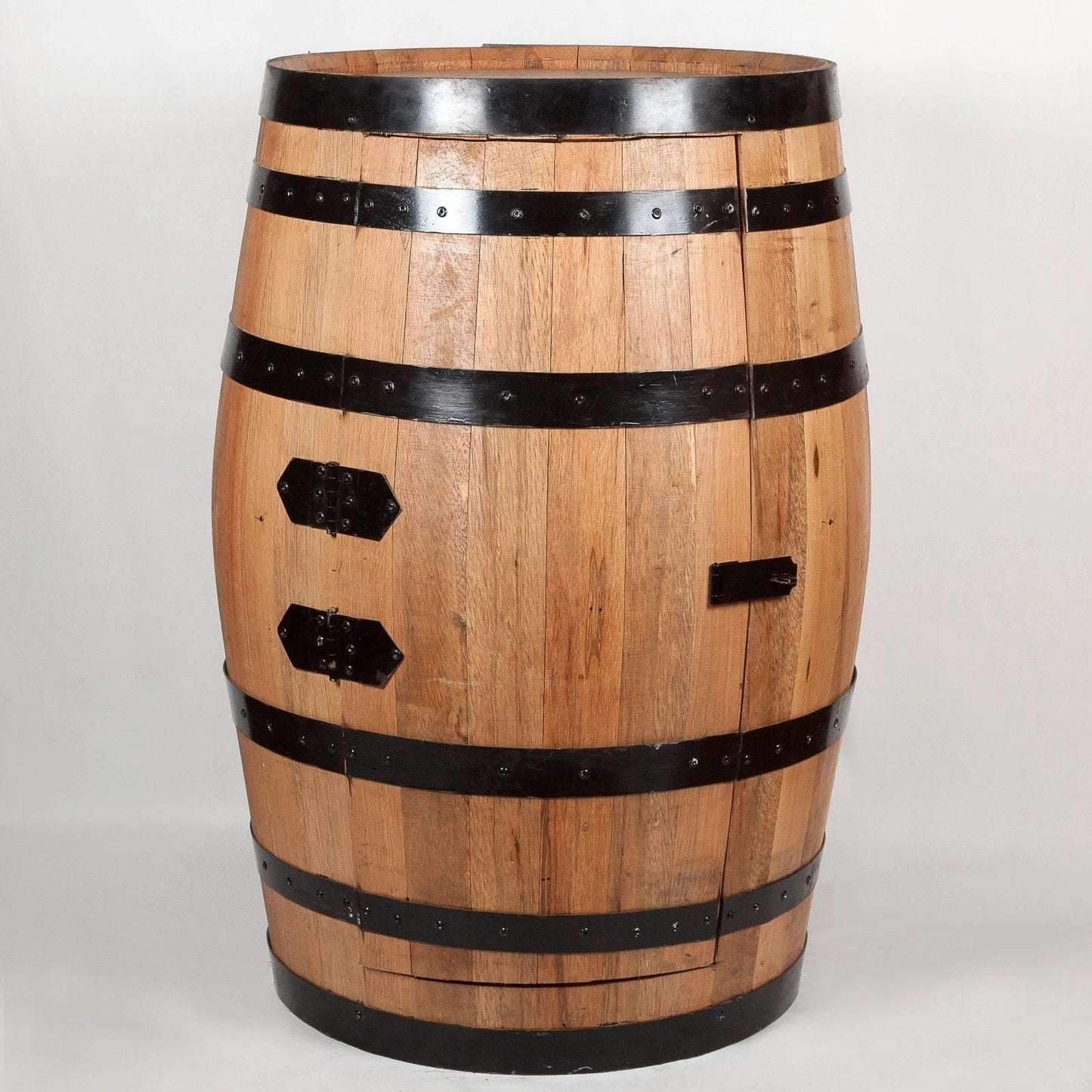 Antique Whiskey Barrel Mini Bar & Wine Rack – Vintage Elegance for Home