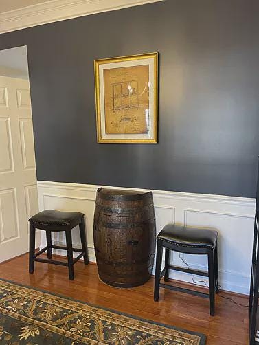 Vertical Half-Barrel Whiskey Cabinet – Rustic Home Bar Table with Locking Door, Storage & Lighting