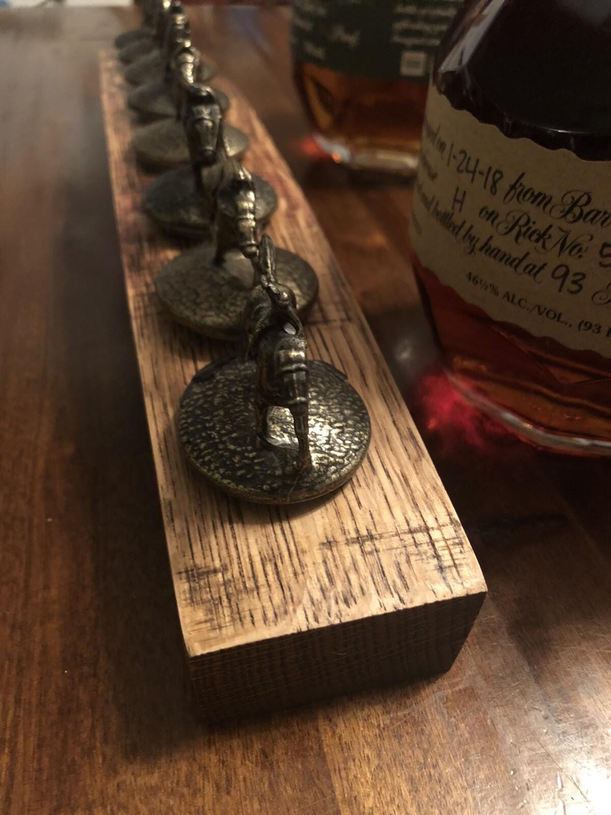 Shortened Blanton's Bourbon Cork Display Center Oak Barrel Half Stave, Blantons, Whiskey
