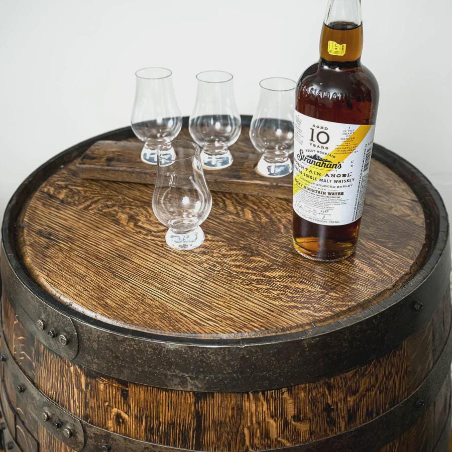 Refurbished Whiskey Barrel Open Display Cabinet | Rustic Bourbon Barrel Shelf | Home Bar Decor | Handcrafted Oak Furniture