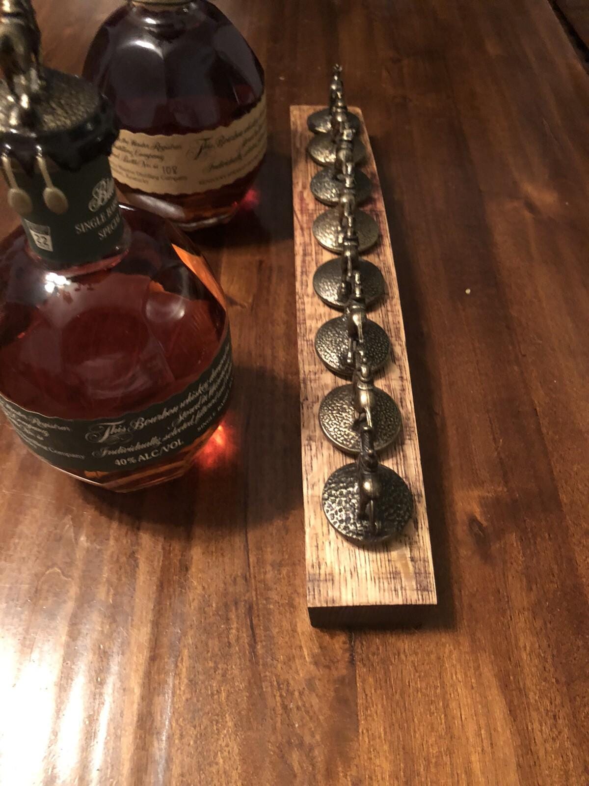 Shortened Blanton's Bourbon Cork Display Center Oak Barrel Half Stave, Blantons, Whiskey