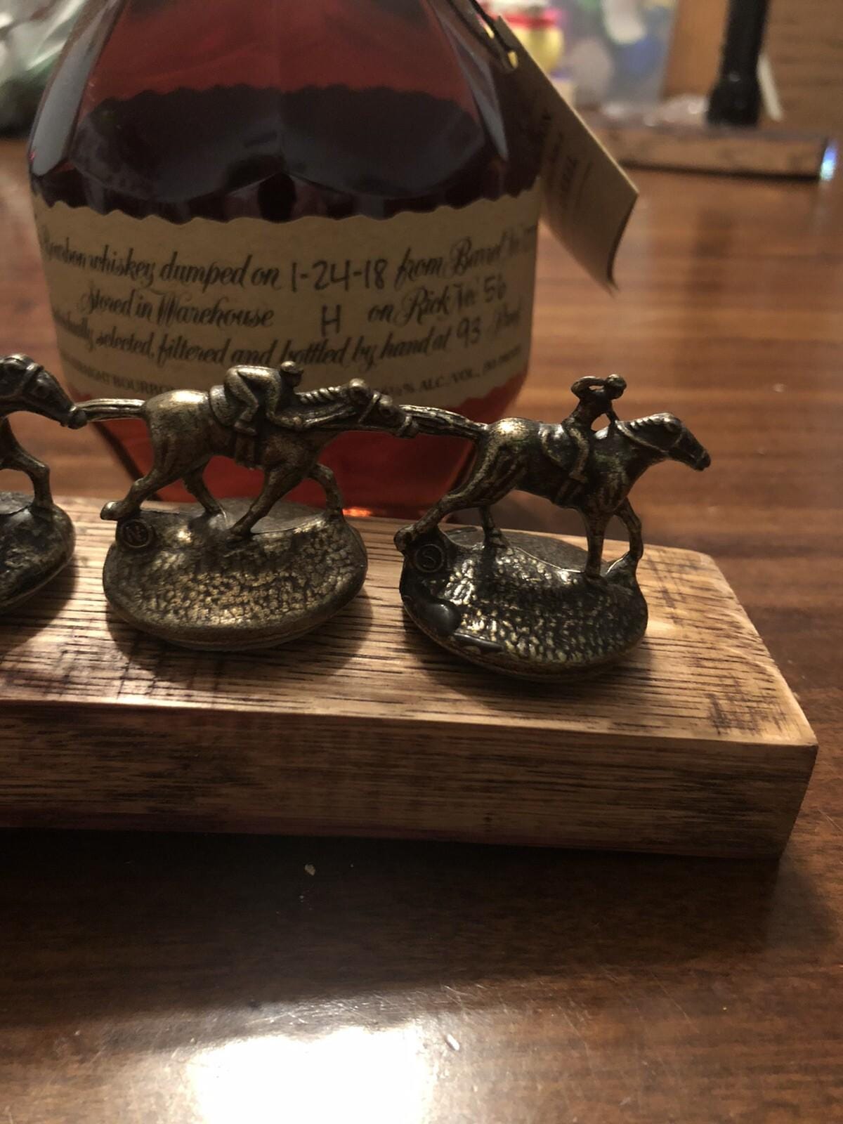 Shortened Blanton's Bourbon Cork Display Center Oak Barrel Half Stave, Blantons, Whiskey