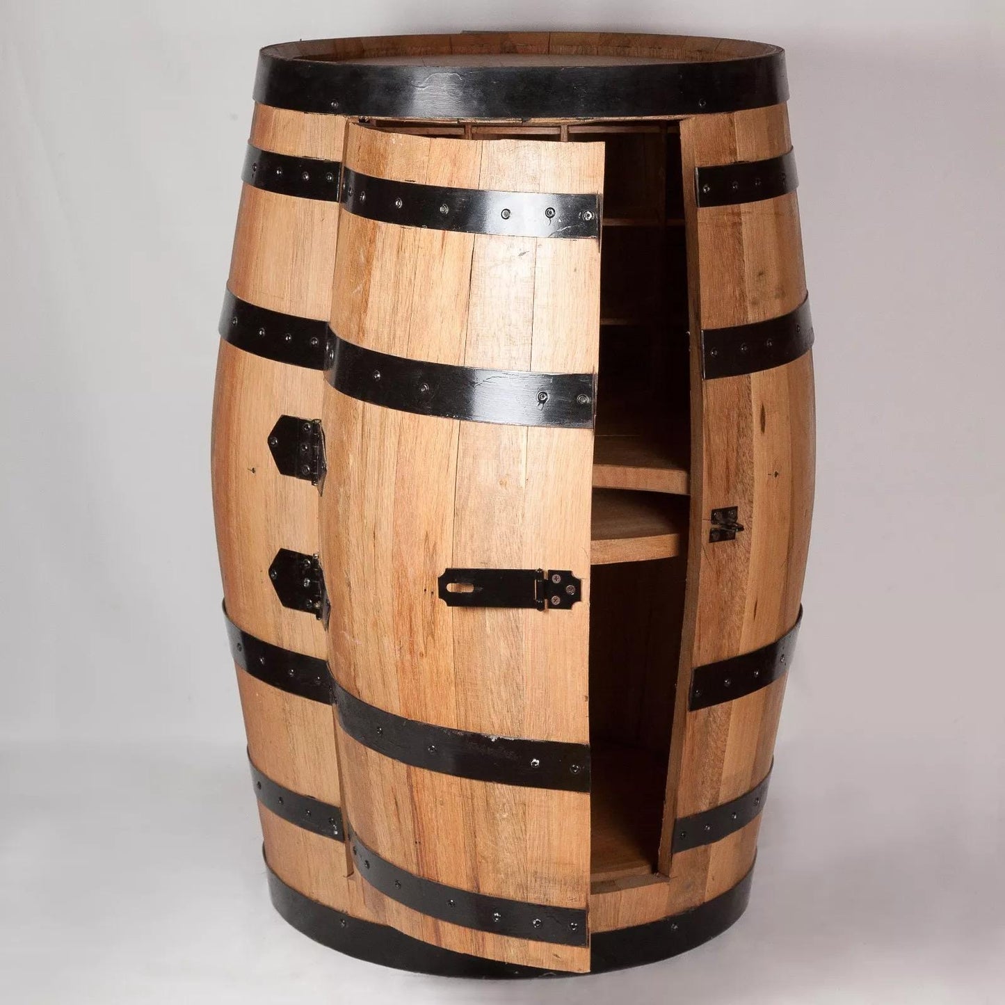 Antique Whiskey Barrel Mini Bar & Wine Rack – Vintage Elegance for Home