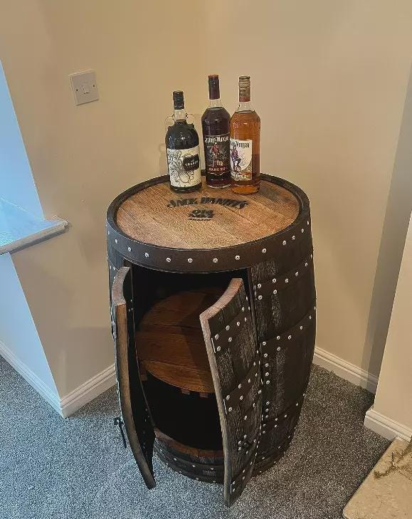 Whisky Barrel Scotch Reclaimed Cask - Drinks Cabinet - Oak Barrel - Mini Bar- Living Room