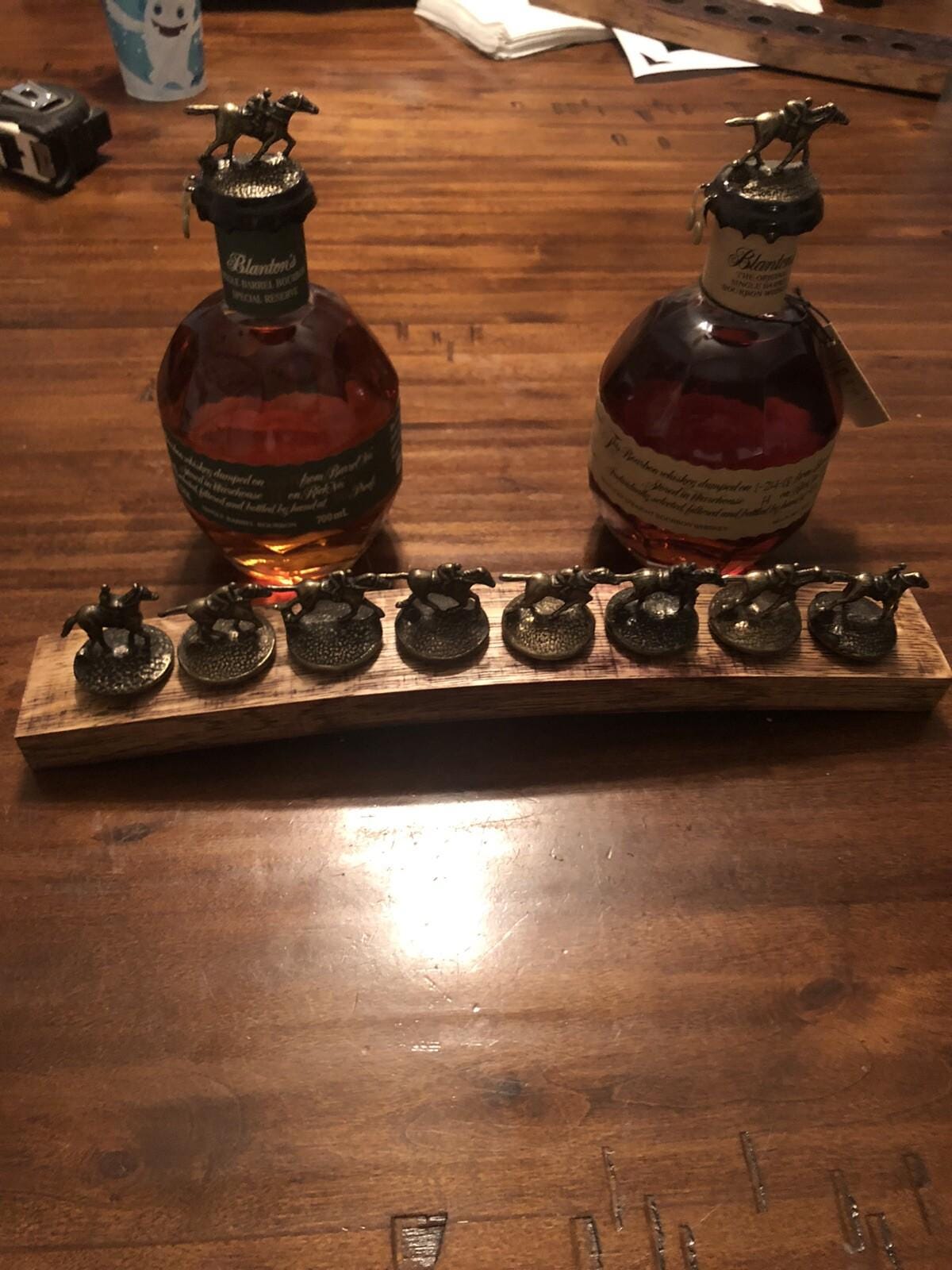 Shortened Blanton's Bourbon Cork Display Center Oak Barrel Half Stave, Blantons, Whiskey