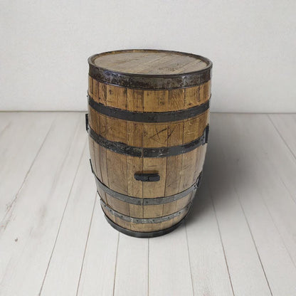 Full Whiskey Barrel Bar Cabinet with Shelves & Glass Holders – Rustic Liquor Storage, Handmade Bourbon Barrel Furniture, Lockable Doors