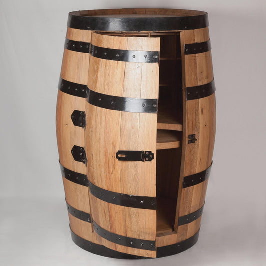 Handmade Whiskey Barrel Mini Bar – Antique Wine Rack- Lazy Susan | Custom Color | Unique Furniture, Refrigerator-Style Barrel,Home Bar Decor