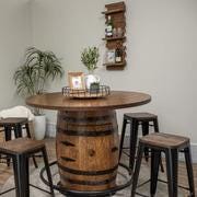 Whiskey Barrel Stave Wall Shelf – 3-Tier Rustic Oak Display Rack for Bottles, Glassware & Decor – Handcrafted Bourbon Barrel Home Bar Shelf